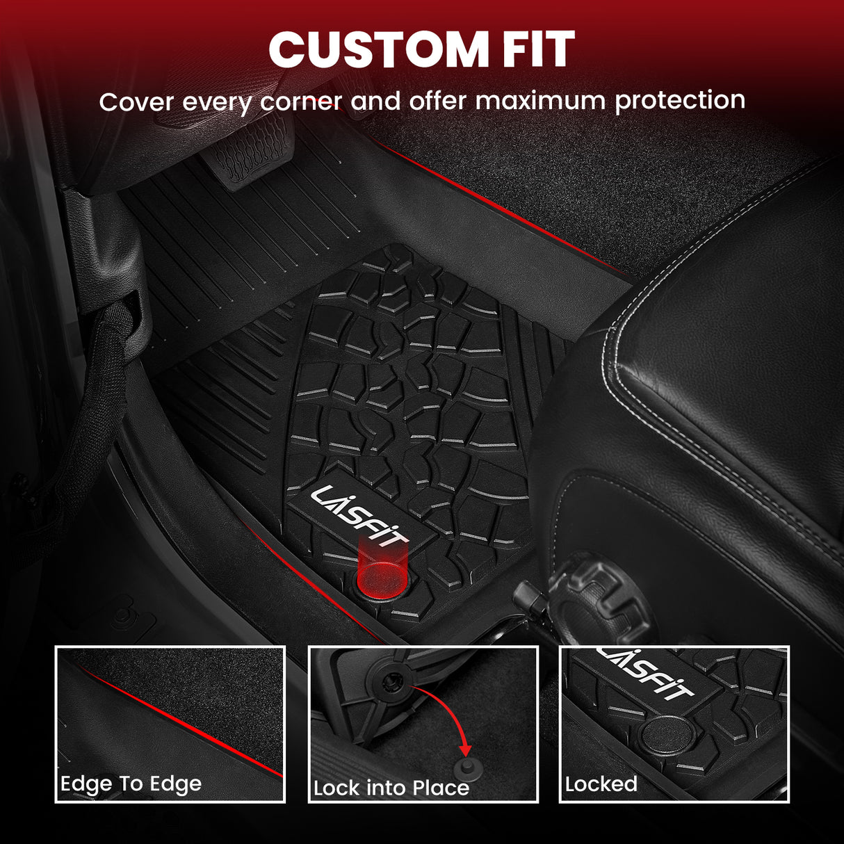 Fit for 2021-2025 Jeep Wrangler 4xe All-Weather Floor Mats & Cargo Mat