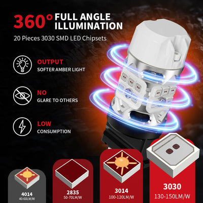 red T3-3157-CK led bulbs full angle illumination