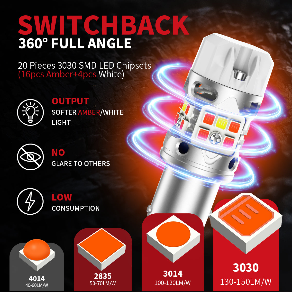 switchback T3-1157 led bulbs full angle illumination