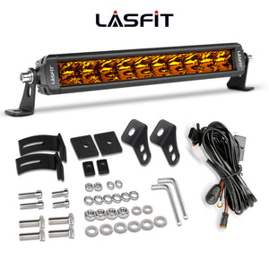 Lasfit 12" Off-Road LED Amber Light Bar With Slim Single Row Combo Flood Spot Design | Bumper Grille Mount