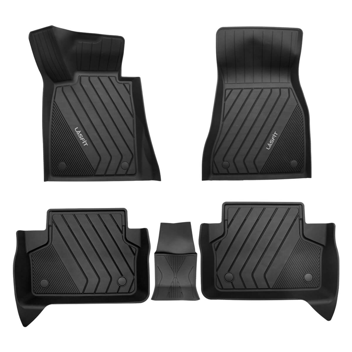 Lasfit Floor Mats for 2017 2018 2019 BMW 5 Series, All Weather Fit TPE Floor Liners Set, 1st and 2nd Row, Black