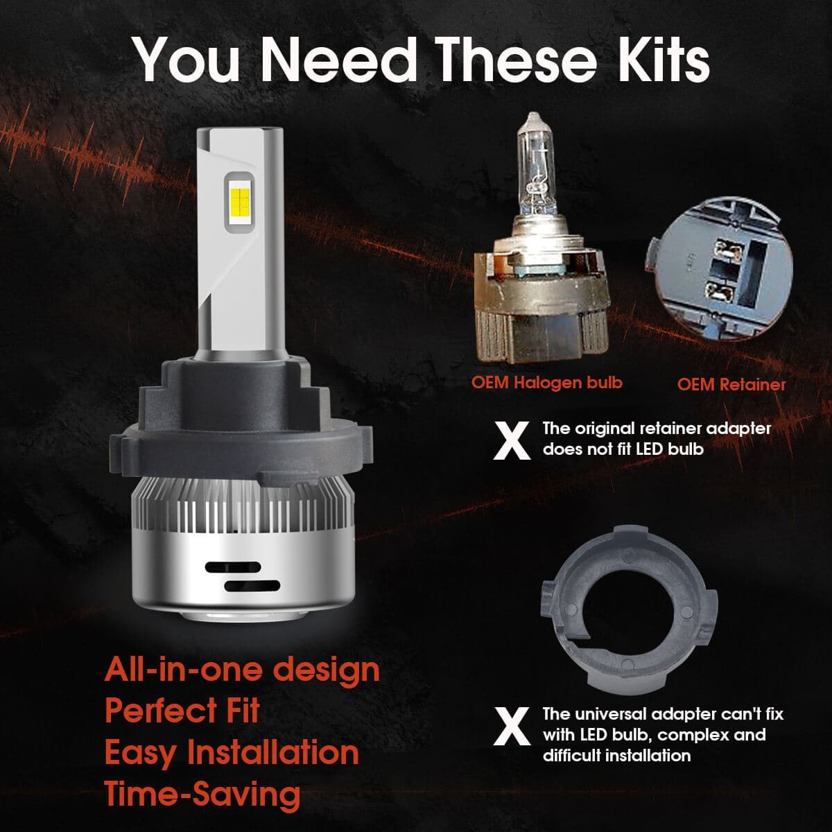 H7 Bulb Custom Retainer Adapter for Kia | 2 Bulbs