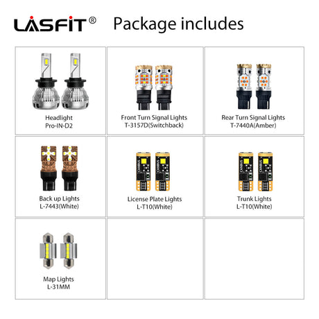 Lasfit combo package led bulbs for 2006-2009 Nissan 350Z  