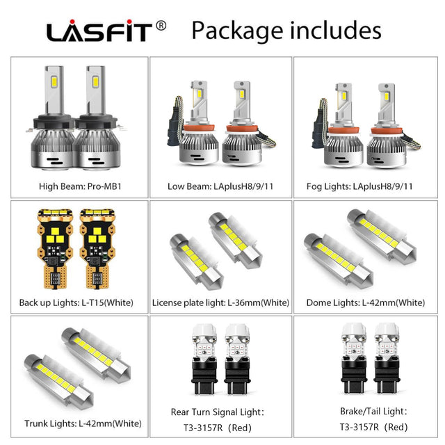 Lasfit combo package led bulbs for 2007-2009 Ford Fusion  