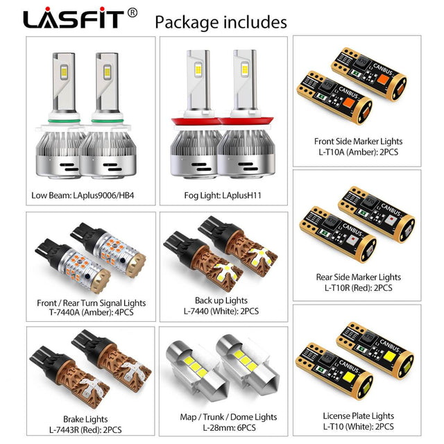 Lasfit combo package led bulbs for 2008 Mitsubishi Lancer  