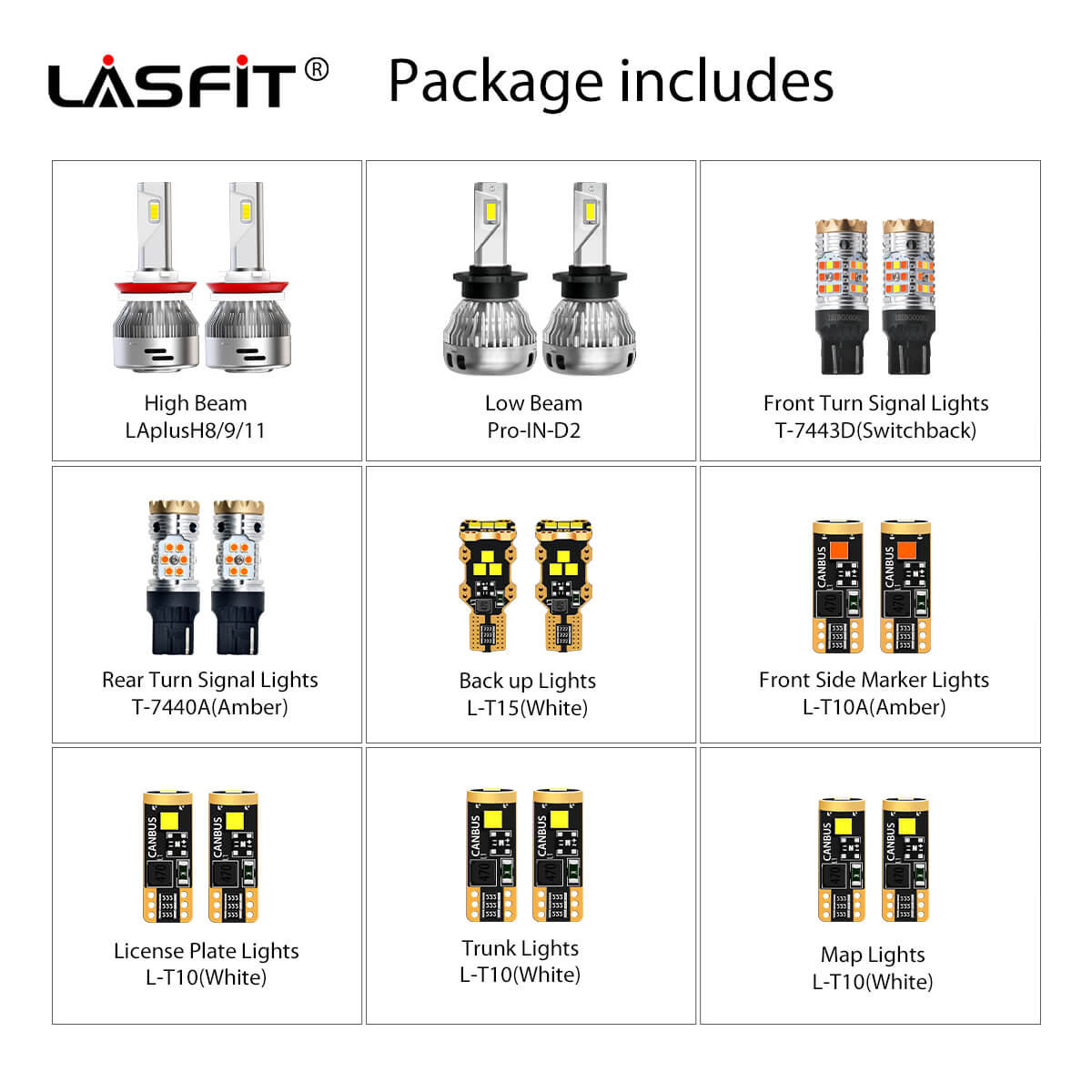 Lasfit combo package led bulbs for 2009-2014 Nissan GTR  