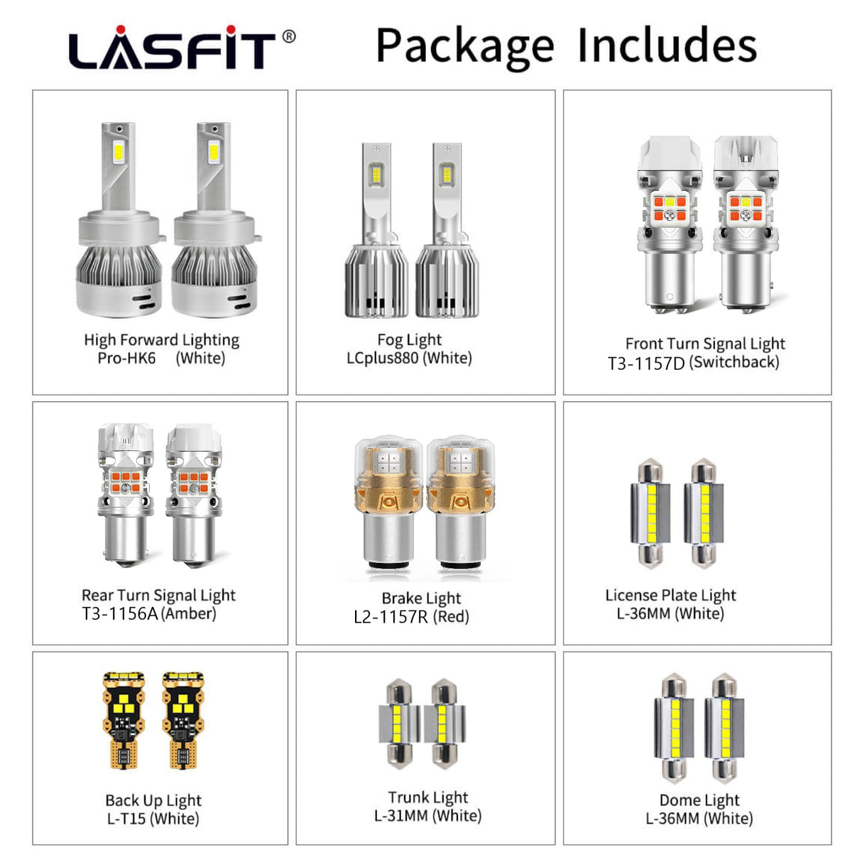 Lasfit combo package led bulbs for 2014-2018 Kia Sorento  