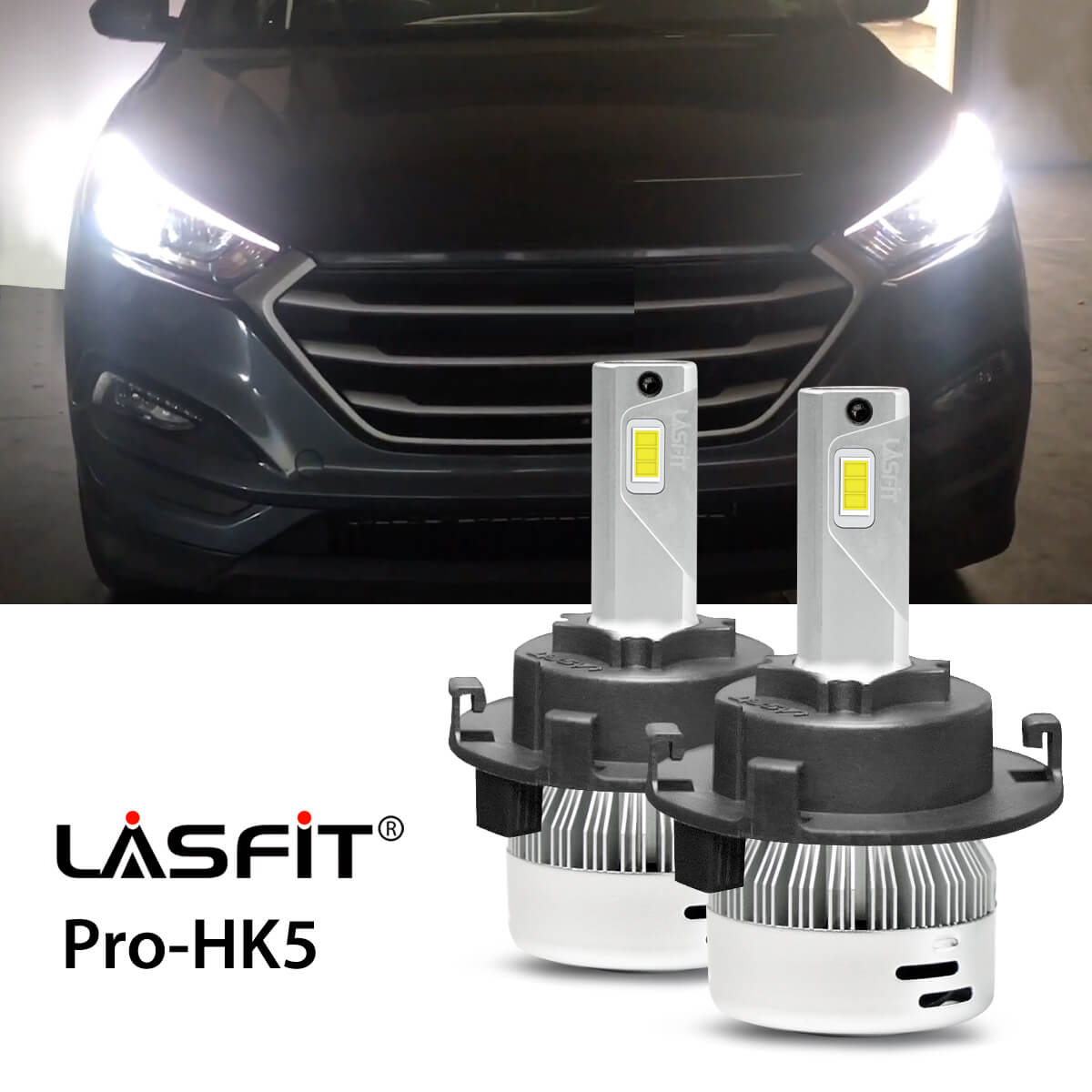 Lasfit custom-made H7 led low beam bulbs fit for 2016-2021 Hyundai Tucson