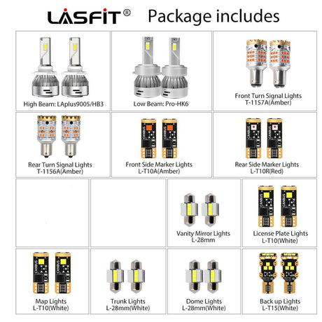 Lasfit combo package led bulbs for 2019-2021 Hyundai Veloster 