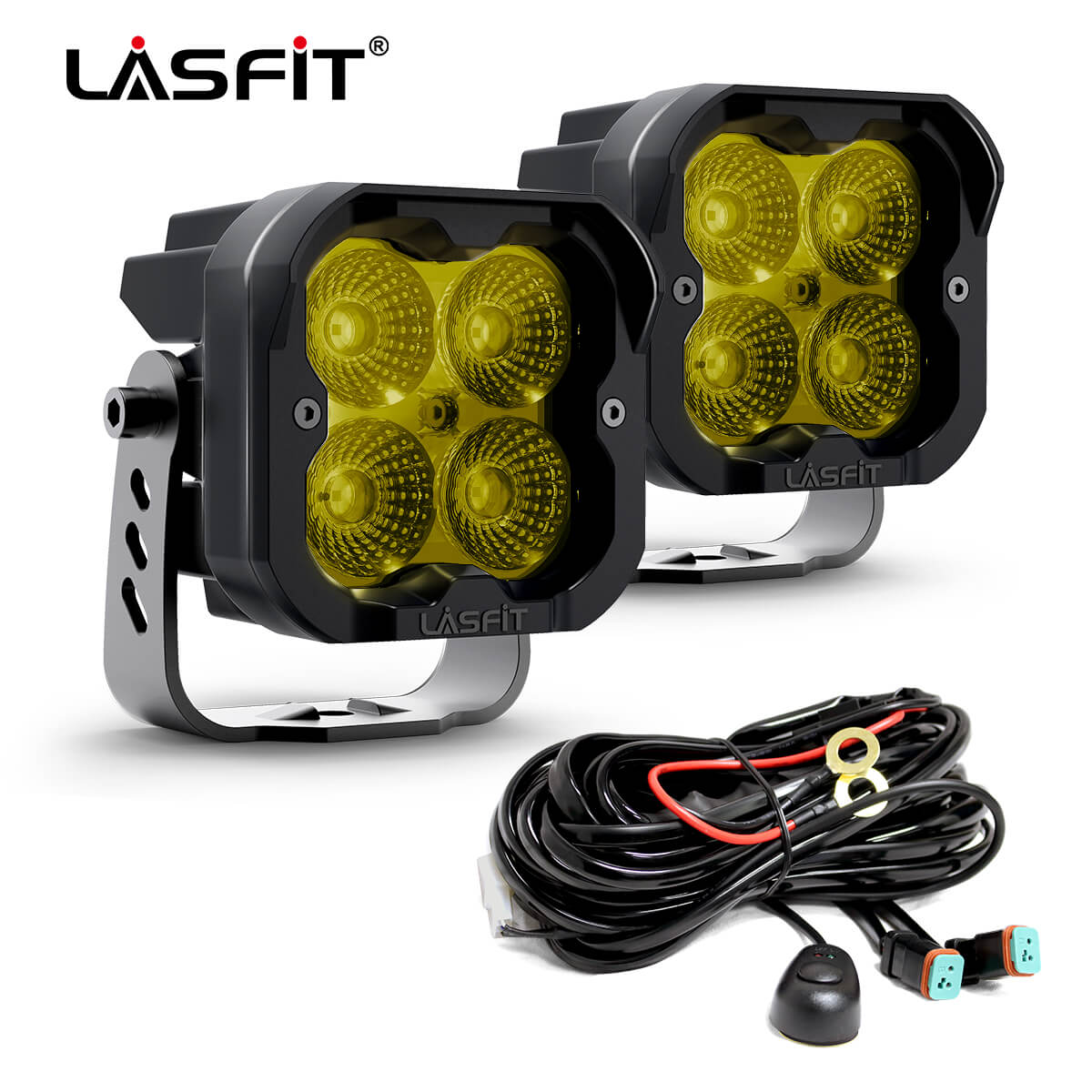 lasfit 3" led pod lights with flood beam yellow