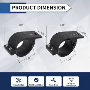 LASFIT Heavy Duty Universal LED Light Mounting Clamps For 2", 2.5", 3" Bar | LASFIT