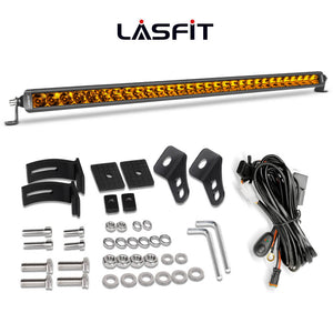 Lasfit 32" Off-Road LED Amber Light Bar With Slim Single Row Combo Flood Spot Design | Bumper Grille Mount