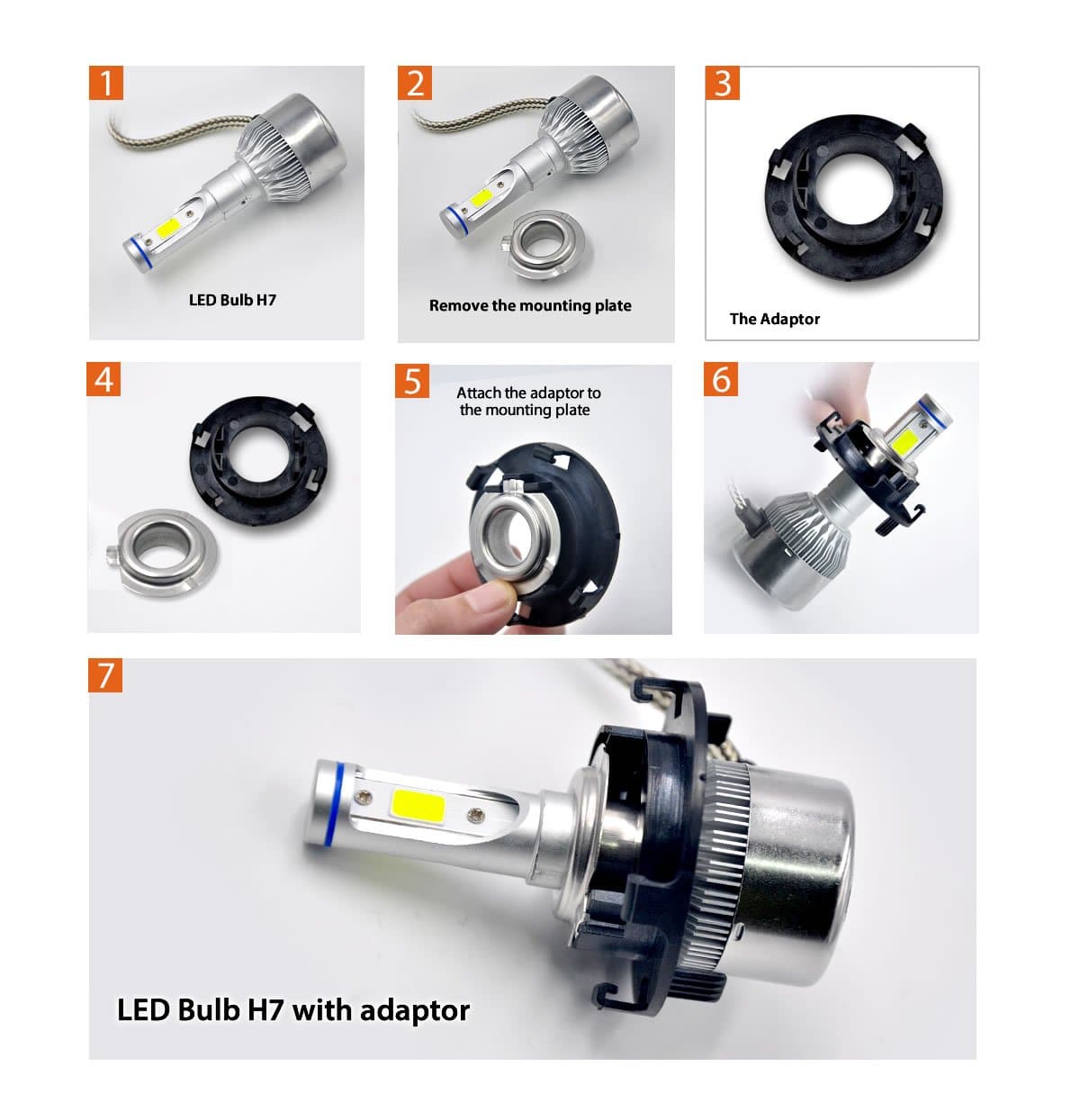 H7 LED Headlight Bulb Holder Adapter Socket Base for Hyundai Coupe New