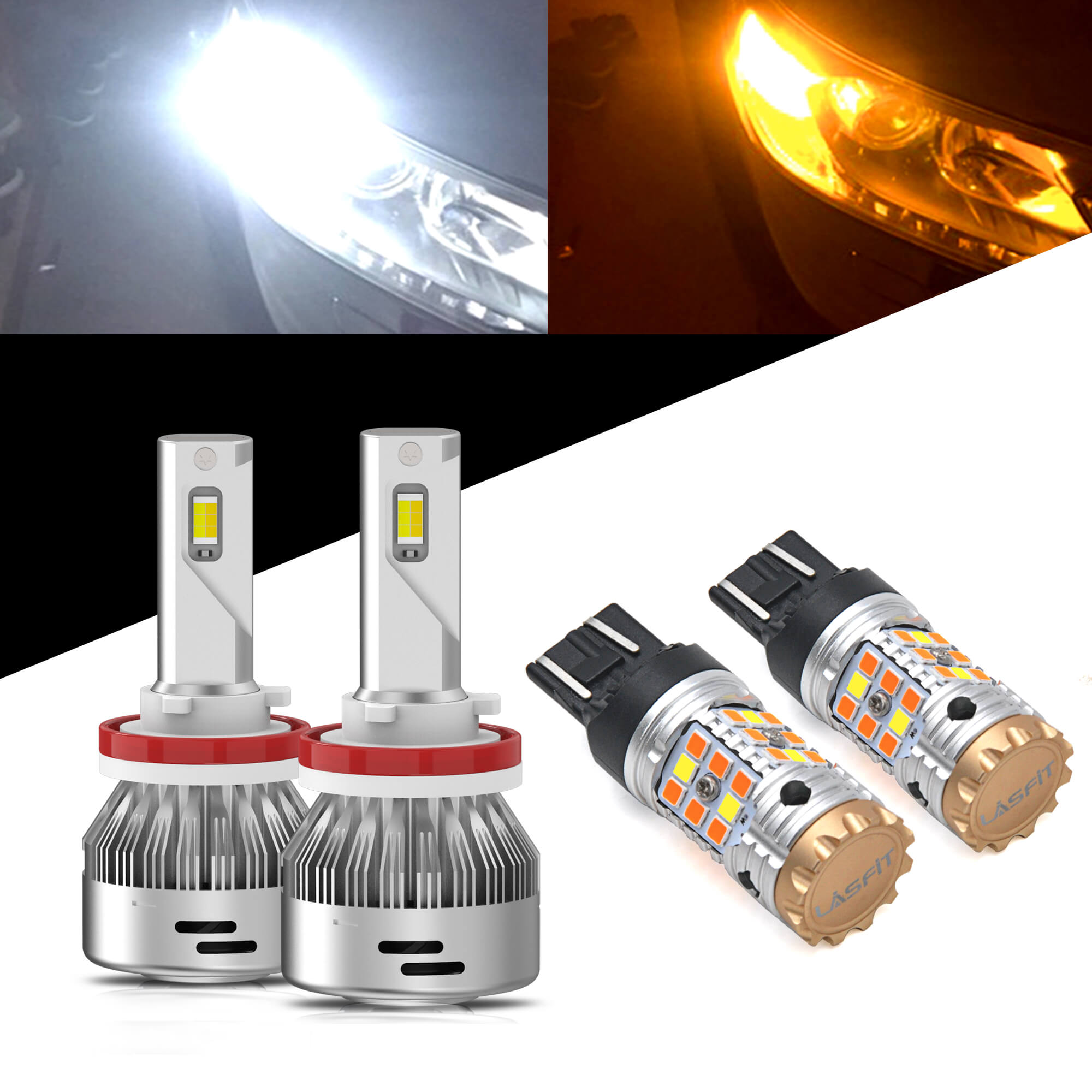 2016 Toyota Tundra Fog Light LED H16 H11 Switchback Bulb Bright White/Amber-LASFIT