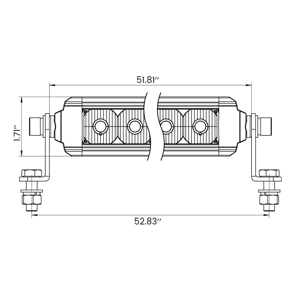 lasfit 52" light bar dimensional sketch