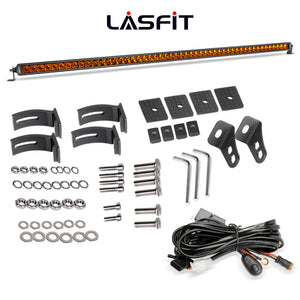 Lasfit 52" Off-Road LED Amber Light Bar With Slim Single Row Combo Flood Spot Design | Roof Rack Windshield Mount