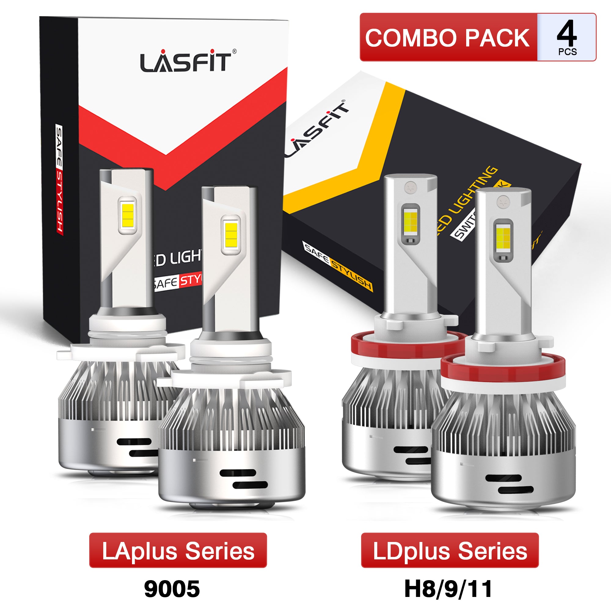 Lasfit H8 H9 H11 LED Headlight Bulbs H11 LED Bulbs 50W 5000LM 6000K | 2  Bulbs