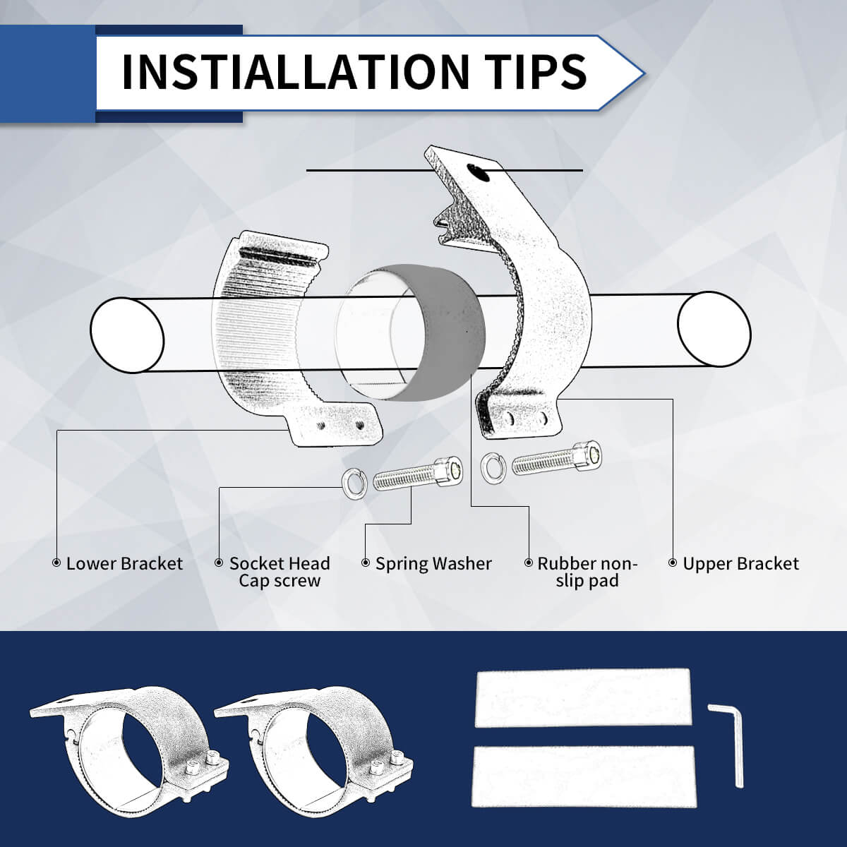 LASFIT Heavy Duty Universal LED Light Mounting Clamps For 2", 2.5", 3" Bar | LASFIT