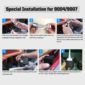 9007/9004 led bulbs special installation