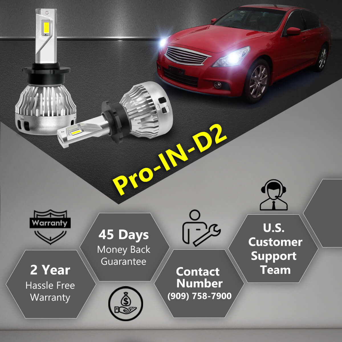 Alla Lighting CANBus D2R D2S LED Headlights Bulbs, Newest 90W 1:1  Plug-n-Play Easy Installation Change HID Conversion Kits Headlamps, 12000  Lumens