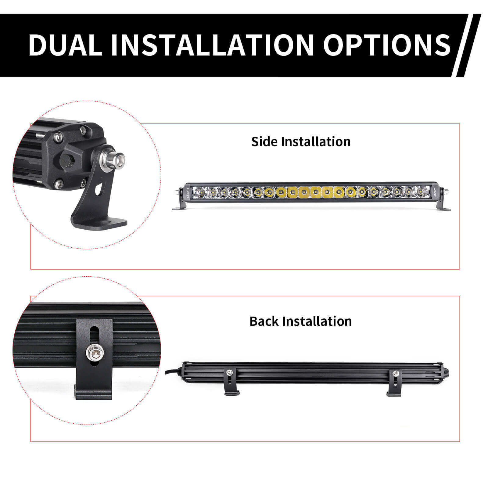 42 Inch Off Road LED Light Bars Roof Windshield Combo Flood Spot Singl