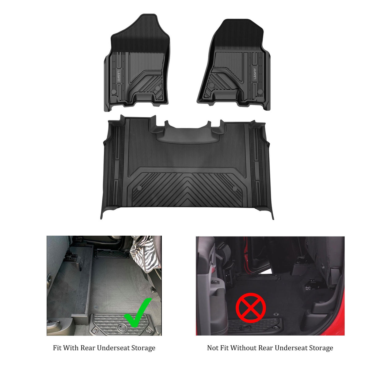 Floor mats for Ram 1500 Crew Cab w/rear underseat storage