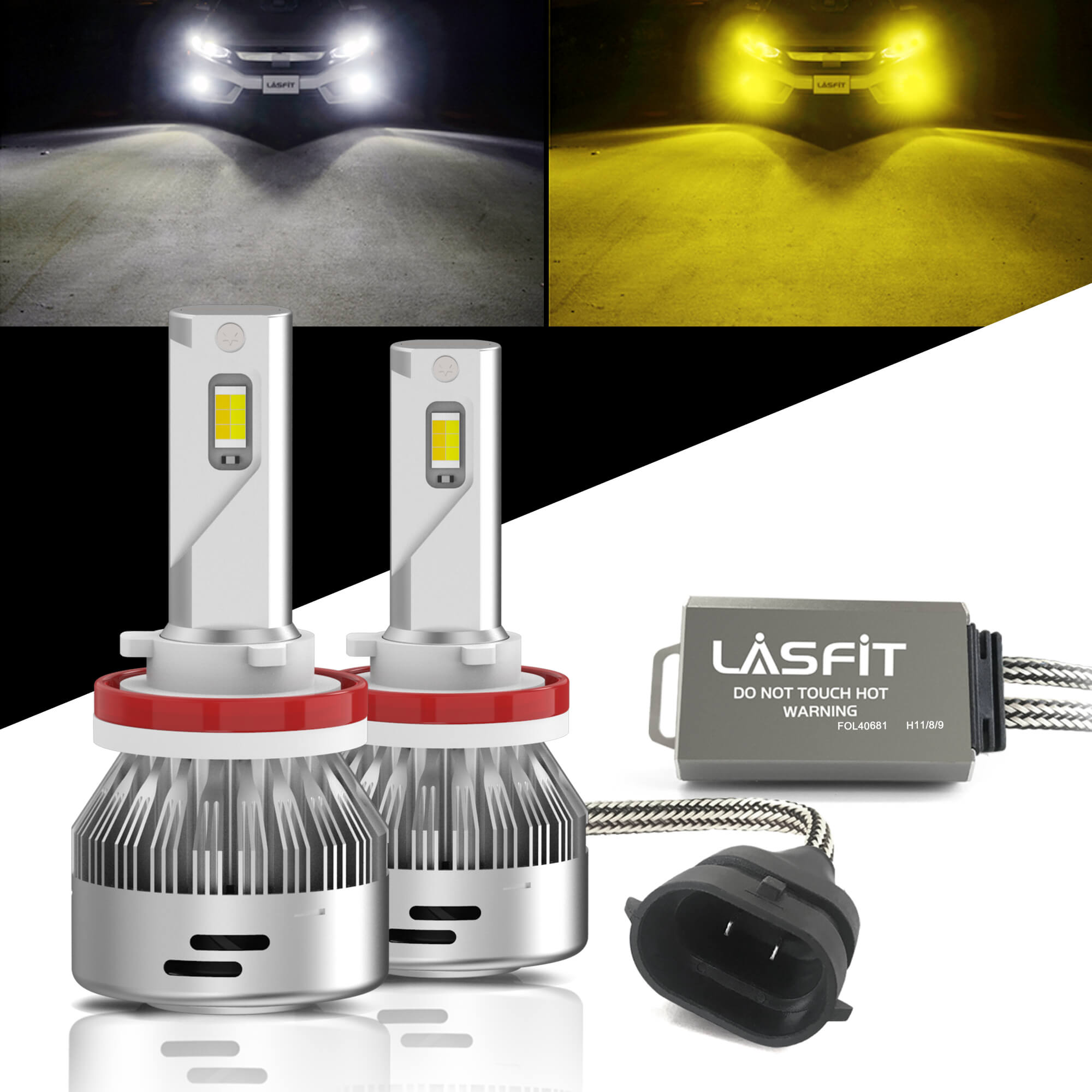 Bright White 9005/HB3 LED Bulbs and Switchback H11/H16 Fog Lights Comb