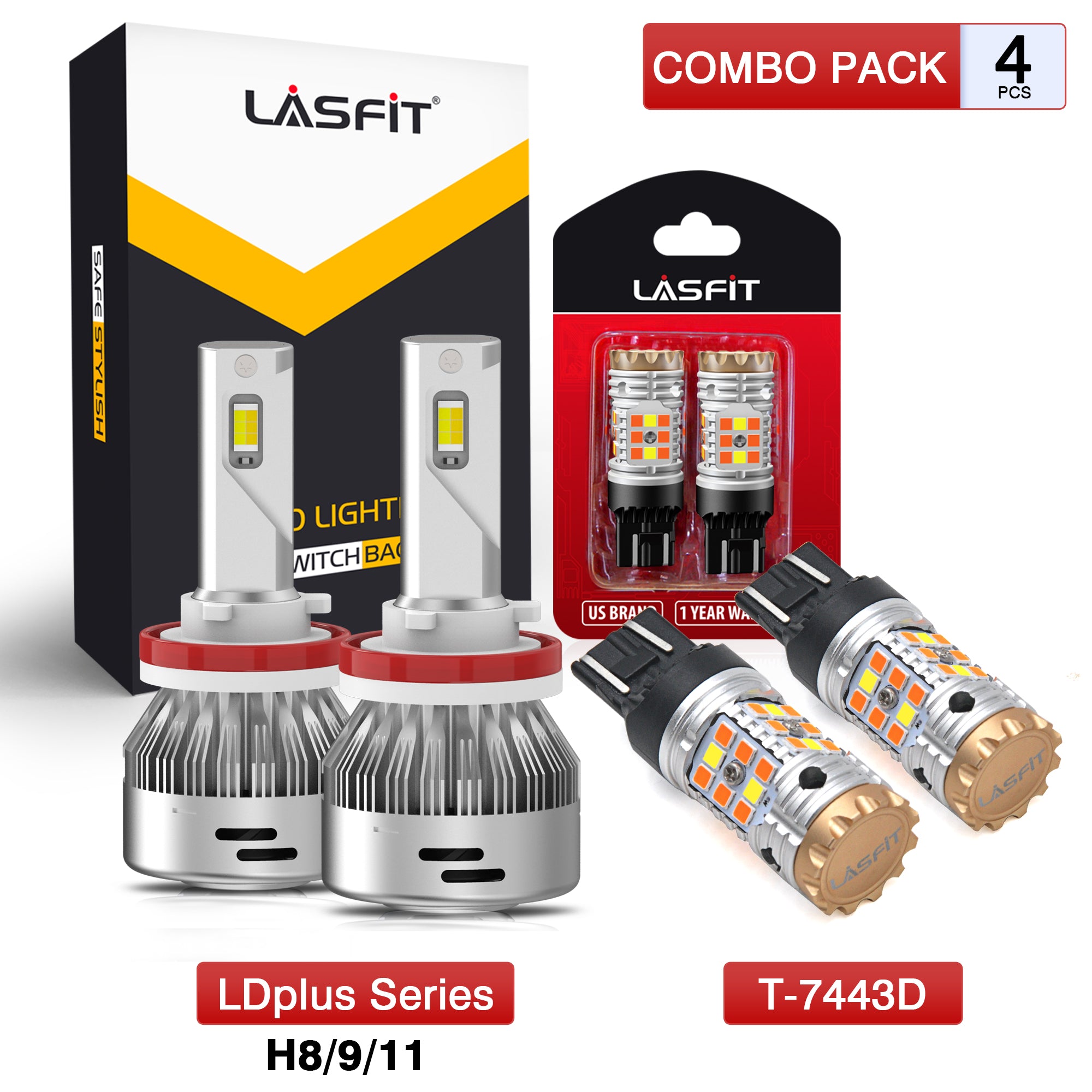 Lasfit H8 H9 H11 LED Headlight Bulbs,60W 6000LM 6000K High/Low Beam / Fog  Light H11 LED Bulbs Amplified Flux Beam