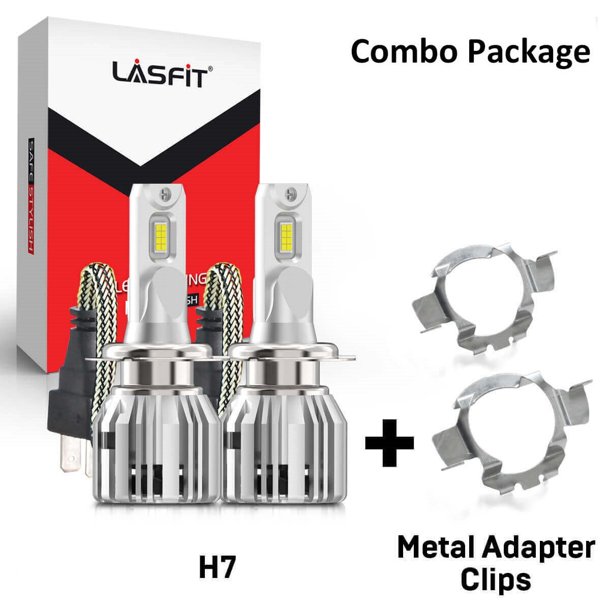 LC Plus H7 LED Bulbs 50W 5000LM 6000K White Plus H7 Bulb Adapter Holders TK001