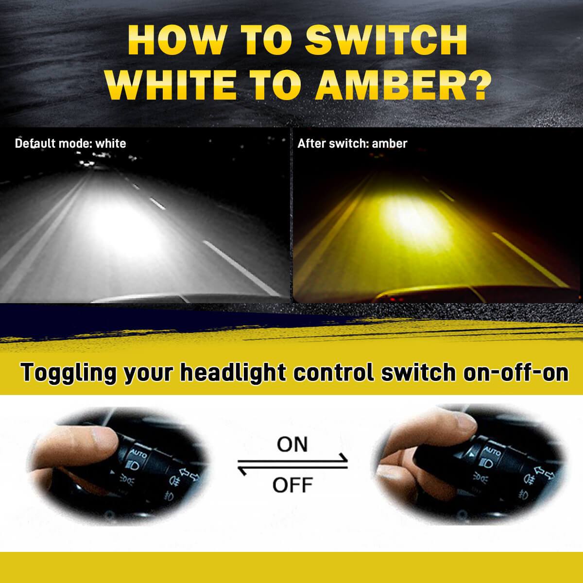 HB4 9006 LED Switchback Fog Lights Bulbs, Dual Color White/Yellow – Car-EyeQ