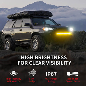 Lasfit 52" Off-Road LED Amber Light Bar With Slim Single Row Combo Flood Spot Design | Roof Rack Windshield Mount