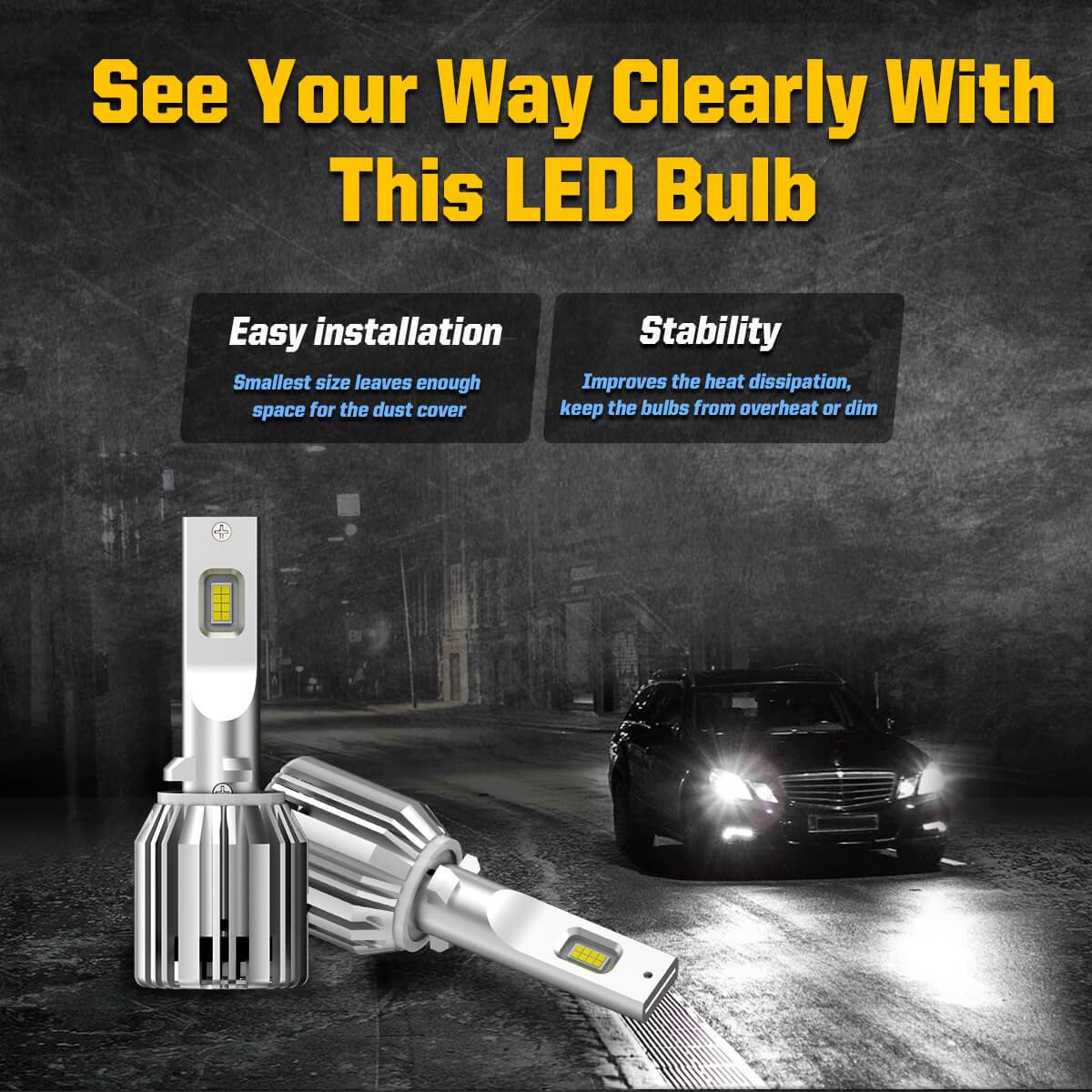 LC Plus 880 881 LED Fog Light Bulbs 50W 5000LM 6000K White | 2 Bulbs