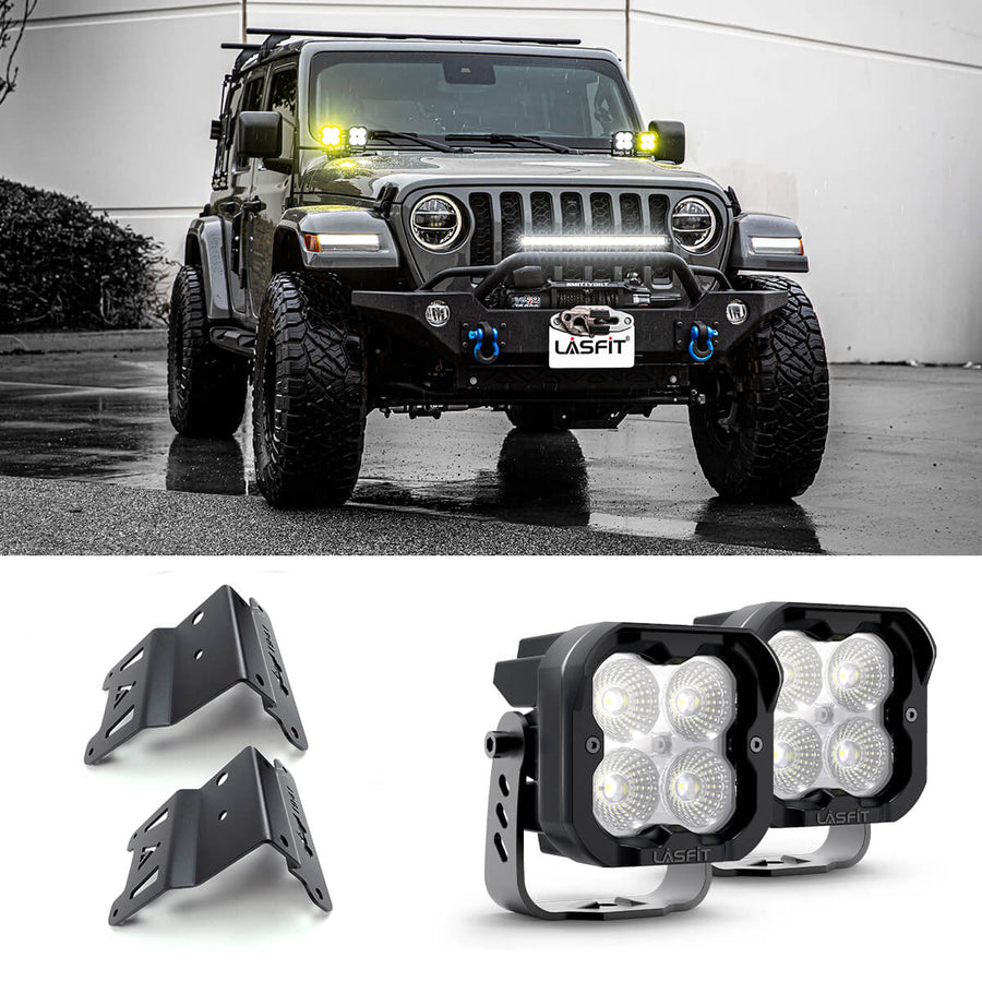 BANSIT Pair 5 Inch Led Offroad Driving Lights 160w Round Offroad Spot Light  Driving Spotlights With Yellow Cover Wiring Harness 12V 24V for Pickup