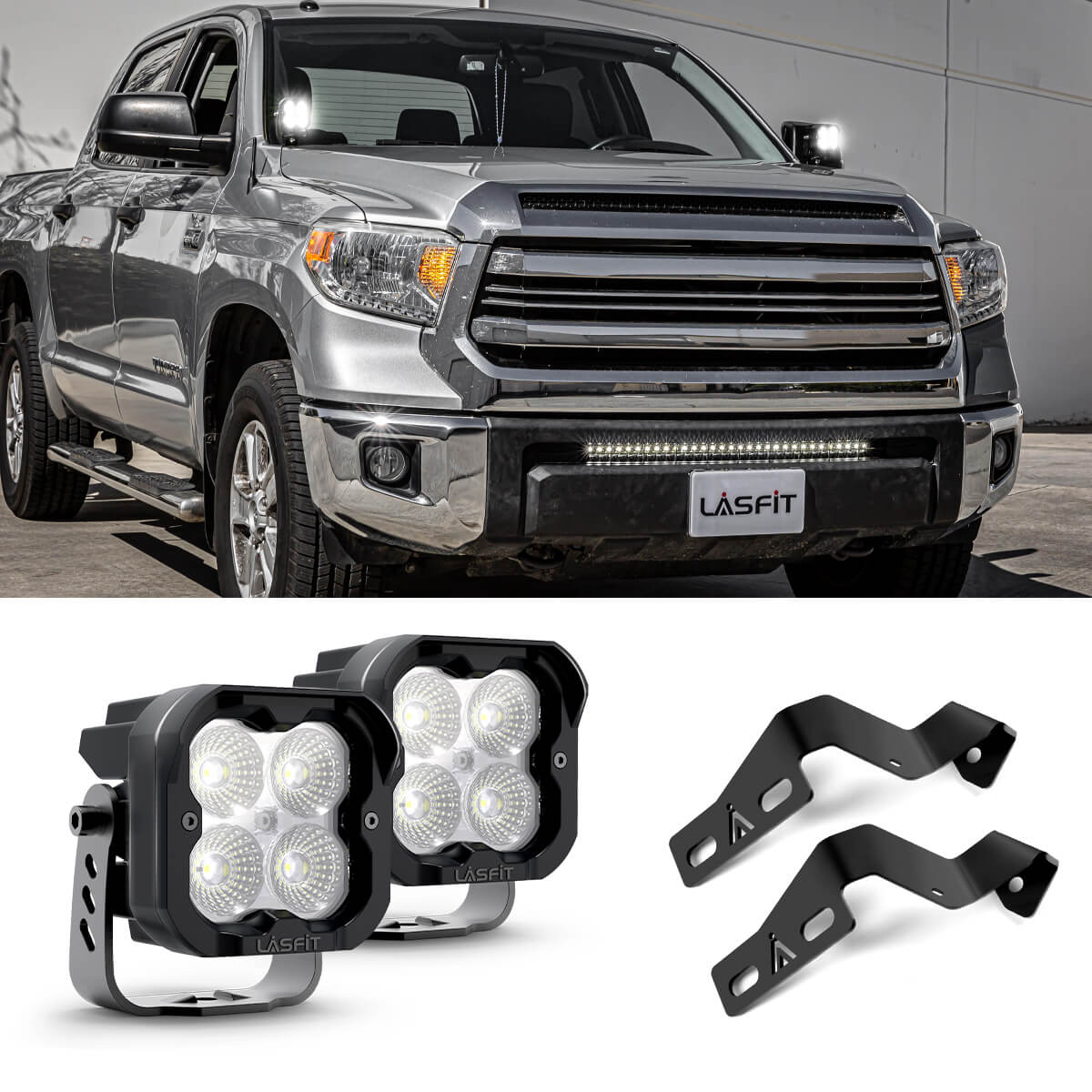 3" LED Pod Ditch Light Kit for 2014-2021 Toyota Tundra | LASFIT