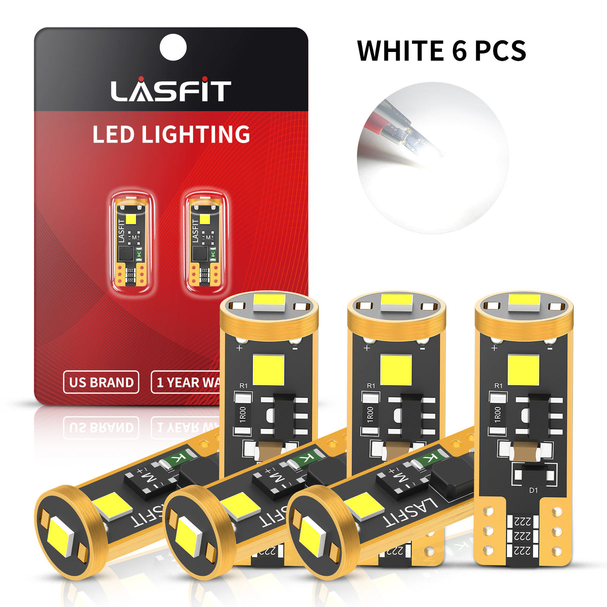 6PCS Lasfit 168 led bulbs