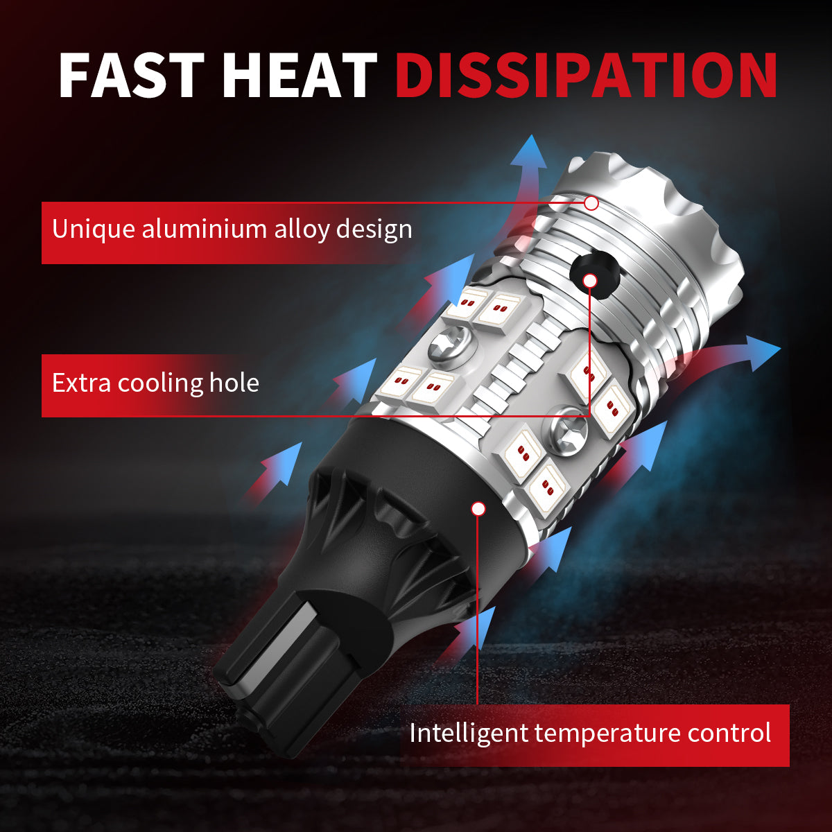 Lasfit red 921 led bulbs heat dissipation system