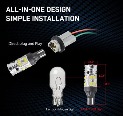 Lasfit white 921 led bulbs plug and play installation