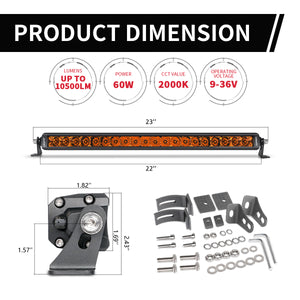 Lasfit 22 inch amber light bar dimension