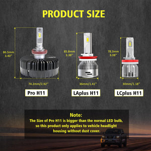 Pro Series H11 LED Bulbs Custom Design 100W 10000LM 6000K | 2 Bulbs