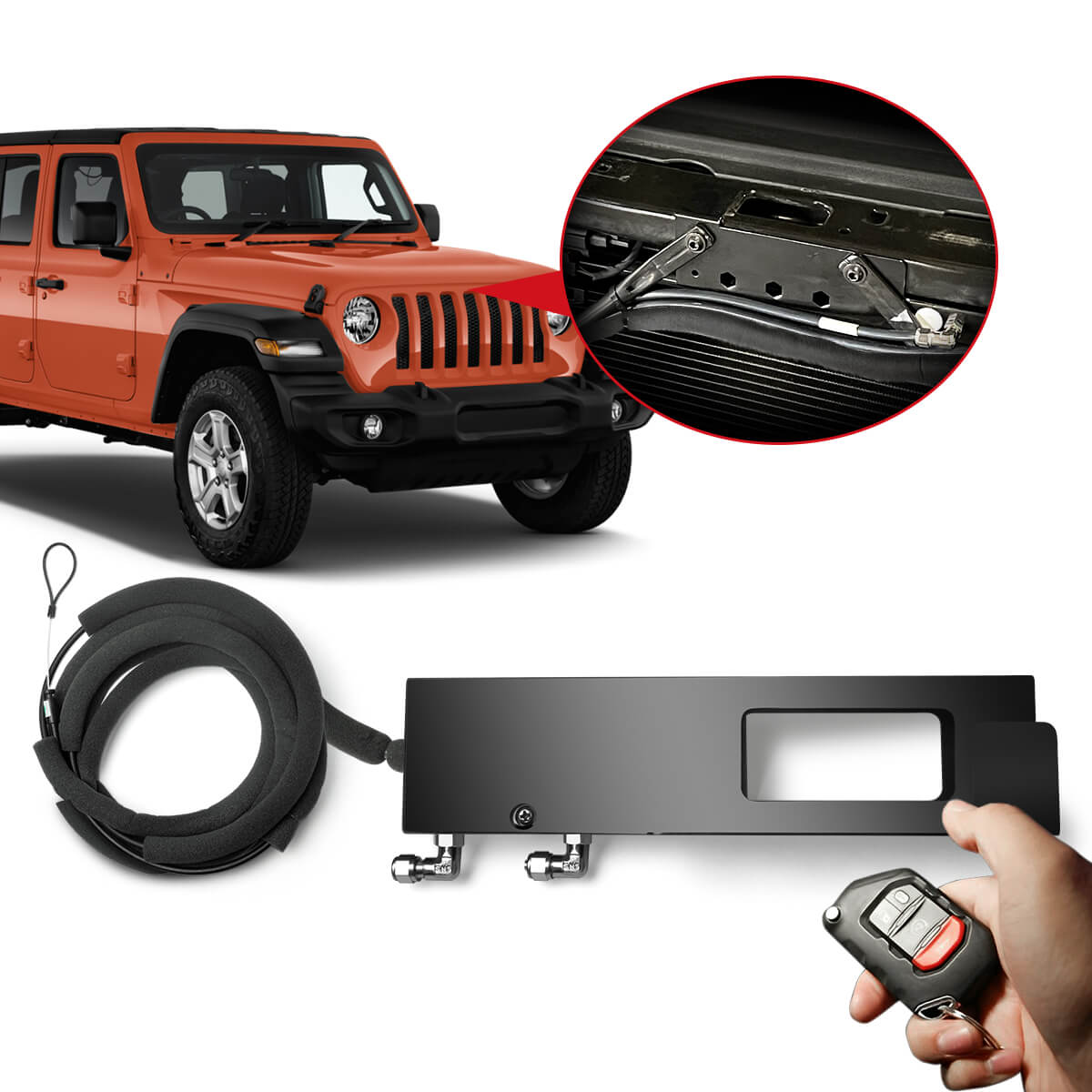 Lasfit Stealth Anti-Theft Hood Lock for 18-22 Jeep Wrangler JL and Gladiator JT