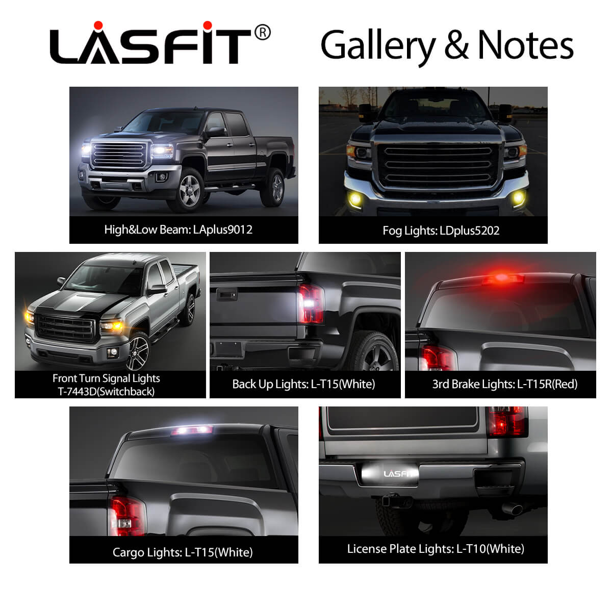 LED Bulbs For 2014 2015 GMC Sierra 1500 Plug and Play Lasfit