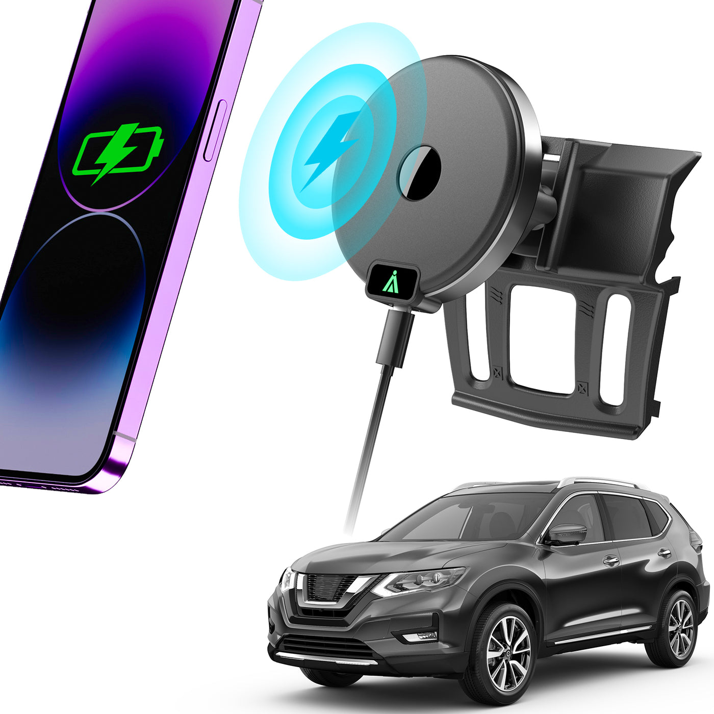 Car Central Console Qi Wireless Charger 15W Fast Charger For Renault Megane  5 Wireless Phone Holder Panel