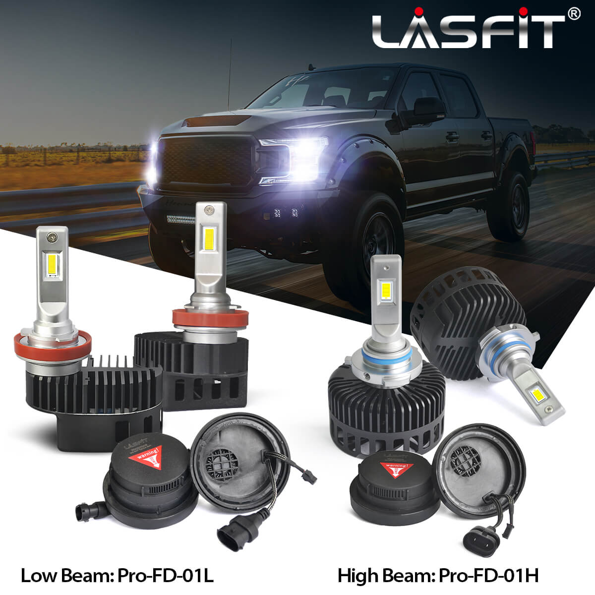 Fit for 2018-2020 Ford F-150 Custom-Fit H11 9005 LED Bulbs Conversion Kits w/Dust Cover