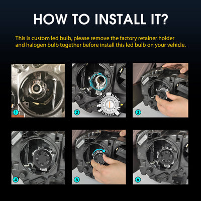 the detailed installation steps of Custom H7 Pro-G2 LED bulbs