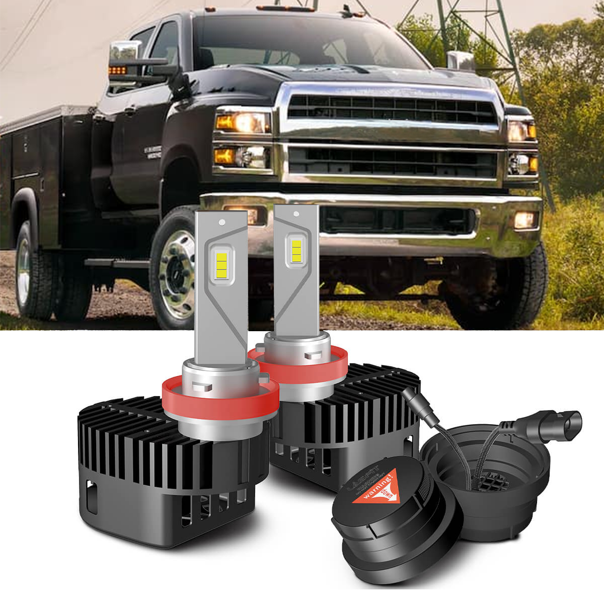 Fit for Chevrolet Silverado 4500HD 5500HD 6500HD 2019-2023 Custom LED bulbs w/Dust Cover