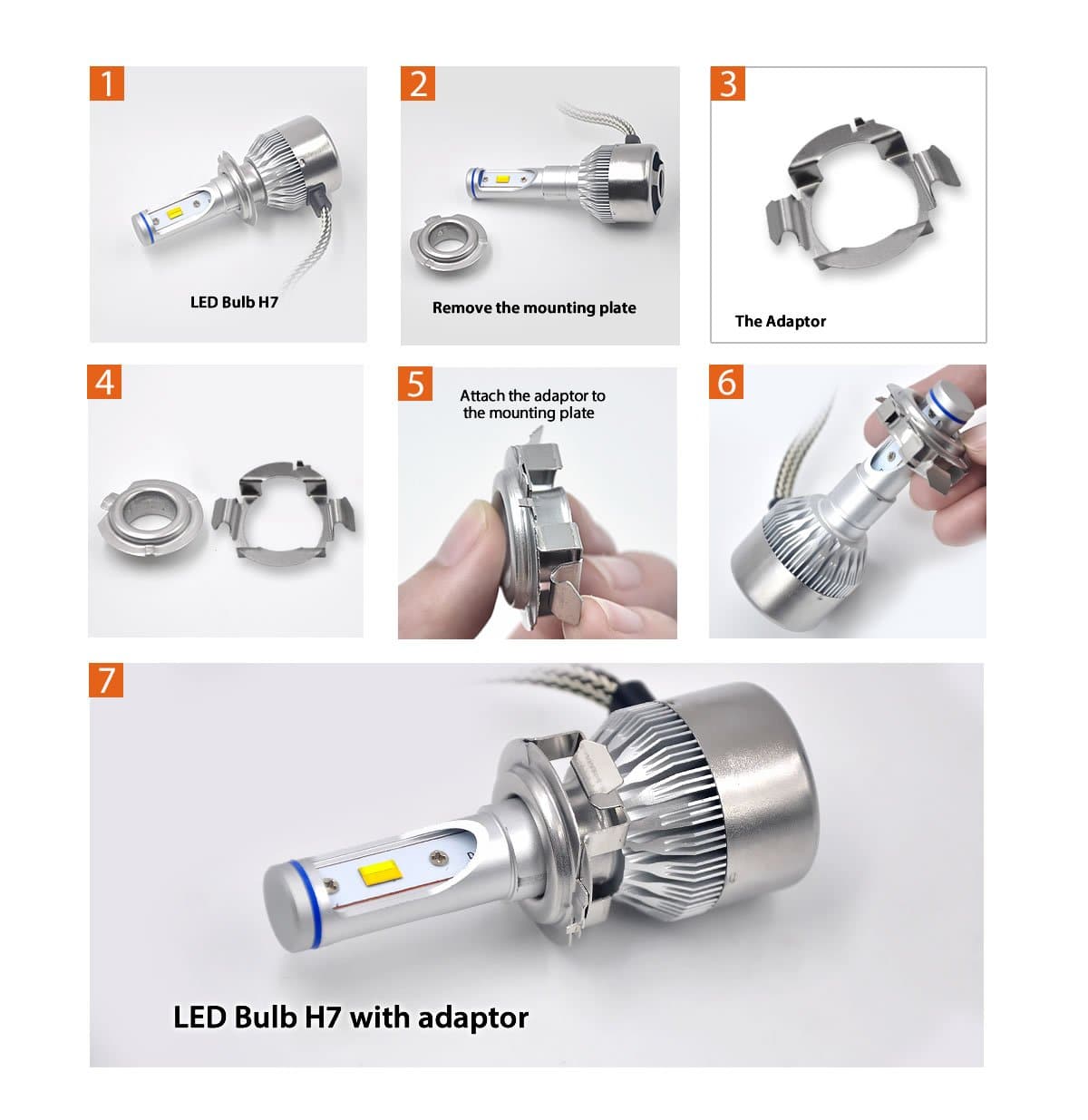 2 Pcs H7 LED Headlight Bulb Base Holder Adapter High Quality
