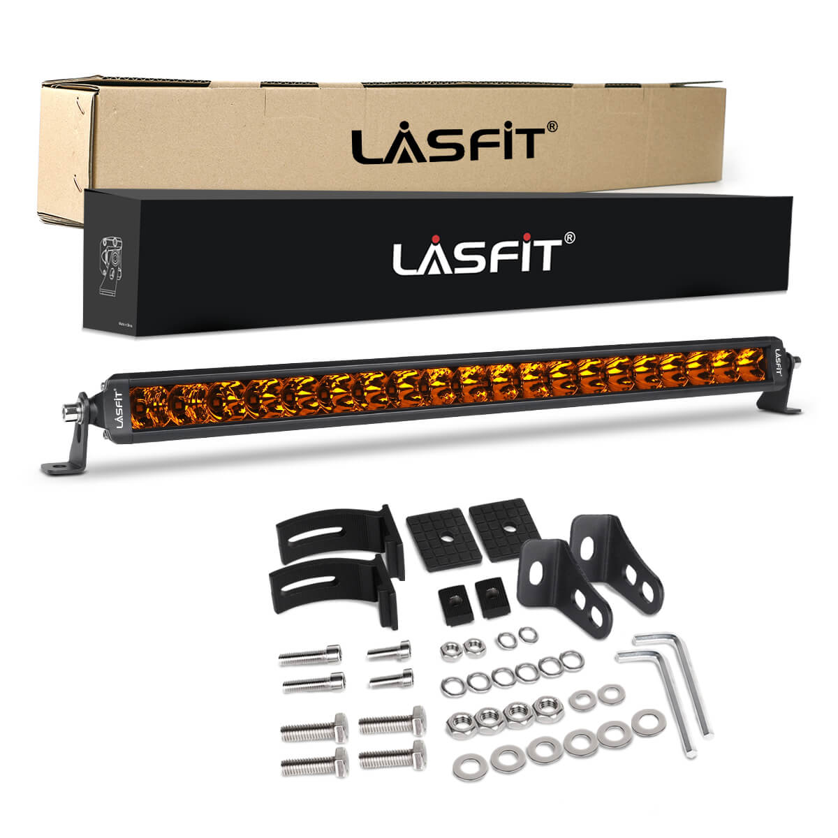 Lasfit 22 Off-Road LED Amber Light Bar With Slim Single Row Combo Flo