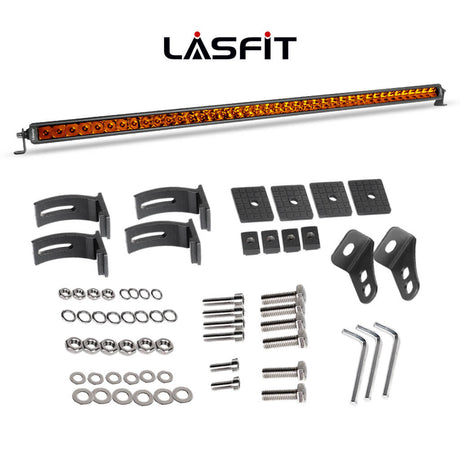 Lasfit 42" Off-Road LED Amber Light Bar With Slim Single Row Combo Flood Spot Design | Roof Rack Windshield Mount