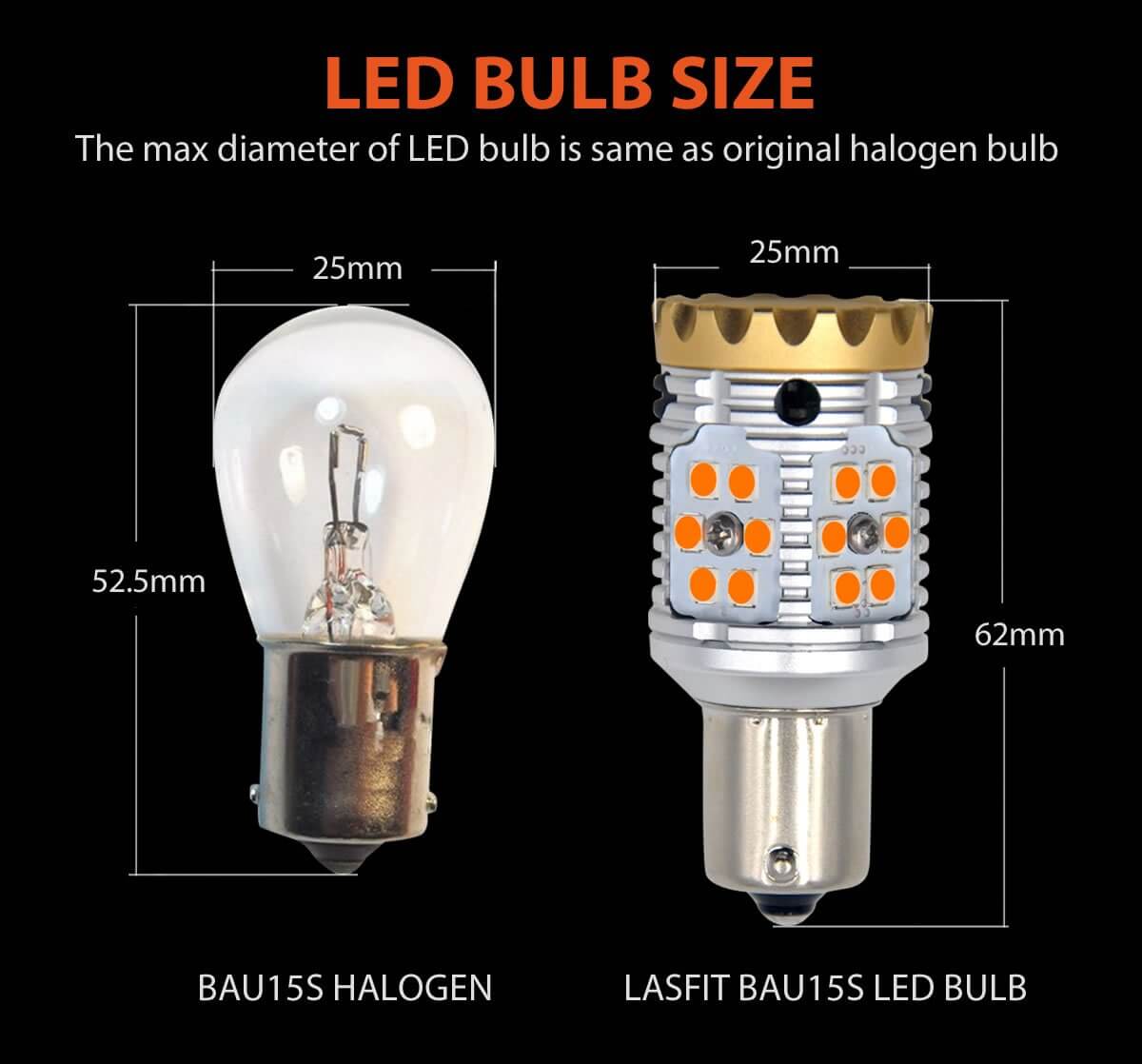 18er SMD LED Spot, BAU15s, LEDRY10W, orange, 9-32 V, LED Blinker für 21W  BAU15s PY21W, LED Blinker