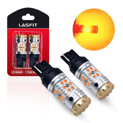 7440 7441 W21W WY21W CANBUS Anti Hyper Flash LED Turn Signal Lights Blinker  Bulbs, Amber Yellow, 2 Bulbs, Lasfit®